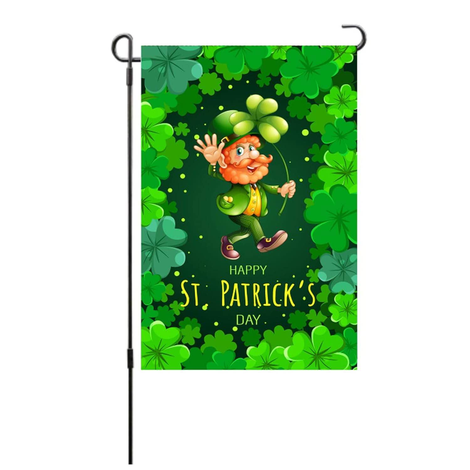 St. Patrick’s Day Garden Flag 12 * 18 Inch Green Shamrock Clover Double Sided Design Luck of The Irish Yard Flag Happy St. Patrick’s Day Decorative Flag for Outside Yard Lawn Outdoor Decoration