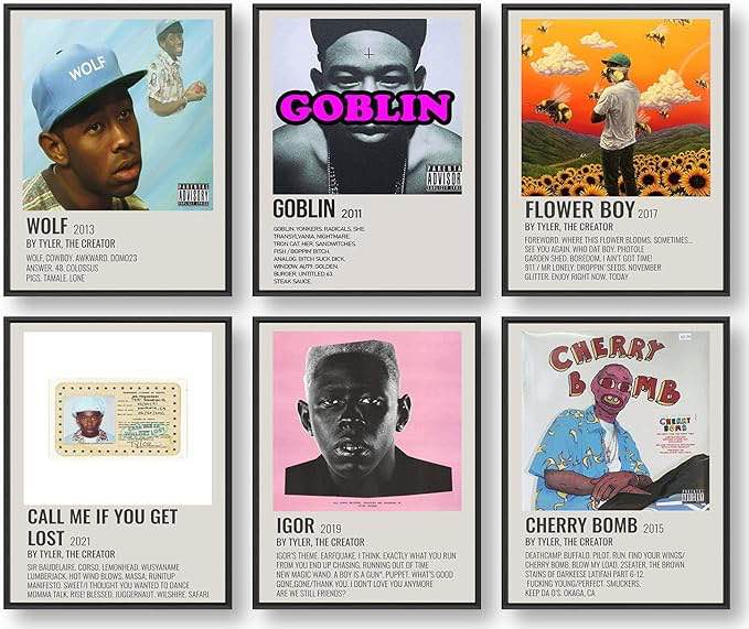 ZJNB Tyler The Creator Poster, Album Cover Limited Edition Posters, Music Posters (Set of 6, 8in x 10in, Unframed)