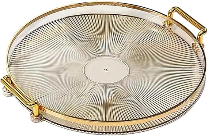 Serving Tray, Serving Tray with Handles, Tray Decor Multifunction Cosmetic Makeup, Bed Tray, Serving Dishes, Living Room Decorative, Coffee Tray, Lap Food (Light Gold)