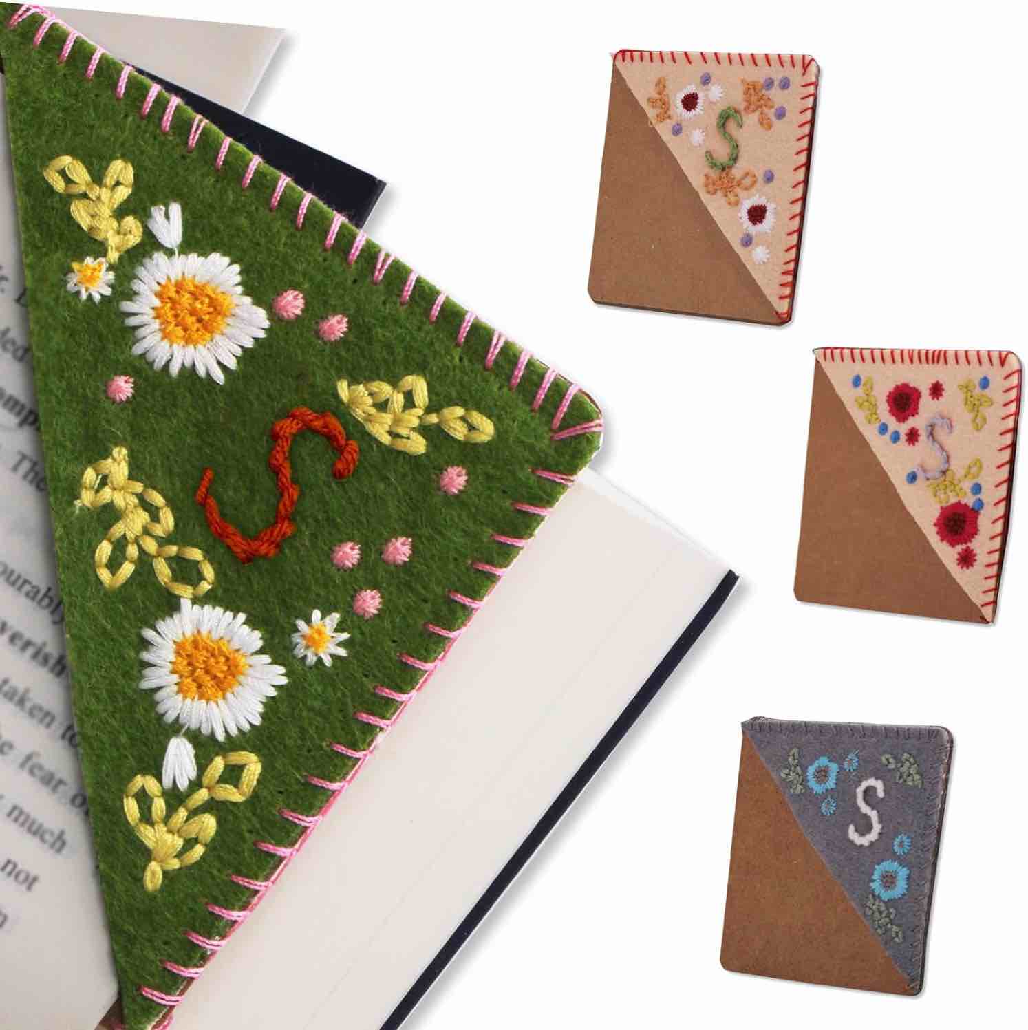 lczVEN 26 Letters Bookmark All Season Spring Summer Fall Winter Bookmarks Hand Embroidered Book Marks for Reading Women Men Book Lovers Gifts Book Accessories Corner Personalized Bookmark (M, Summer)