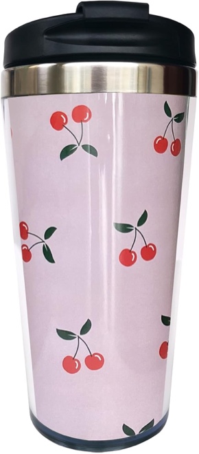 NVJUI JUFOPL 14oz Cherry Travel Coffee Mug with Lid, Stainless Steel Interior Tumbler Cup Water Bottle, Christmas Birthday Gifts for Women Girls Bestie
