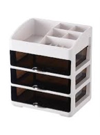 Makeup Organizer for Vanity Large , lipstick Nail Polish (Black 2 Drawer)