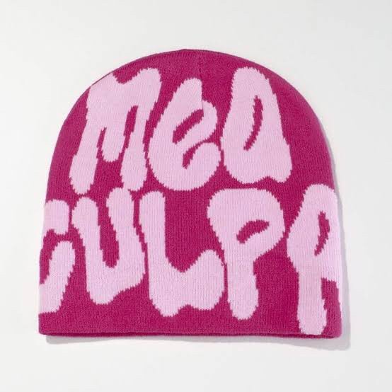 2023 Y2K Pink MEA CULPA Beanie Purple Beanies Soft Warm Winter Hat Skull Cap
