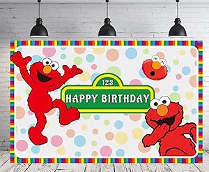 Background Sesame Birthday Decorations, Street Happy Birthday Banner Backdrop for Birthday Party Supplies (5x3ft)