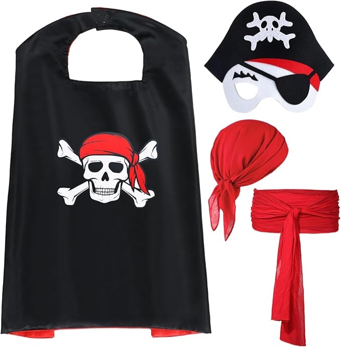 Geyoga Halloween Kids Pirate Costume, Pirate Bandana Kerchiefs Pirate Eye Patch Medieval Renaissance Pirate Head Scarf(Cool)