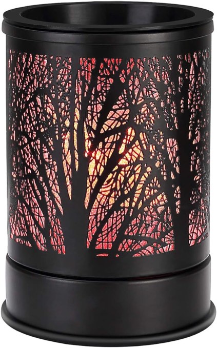 Enaroma Fragrance Wax Melts Warmer with 7 Colors LED Changing Light Classic Black Forest Design Scent Oil Candle Warmer