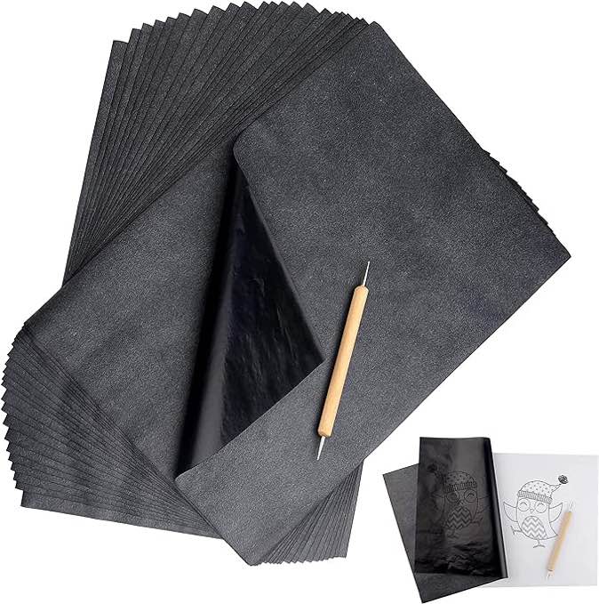 Paperzoid 30-Pack Carbon Paper for Tracing Patterns and Sketches, (9 x 13 Inches) Legal Size with 1 Ball Embossing Stylus