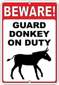 Warning Sign Beware! Guard Donkey On Duty Funny Quote Road Sign Business Sign 6X8 Inches Aluminum Metal Tin Sign