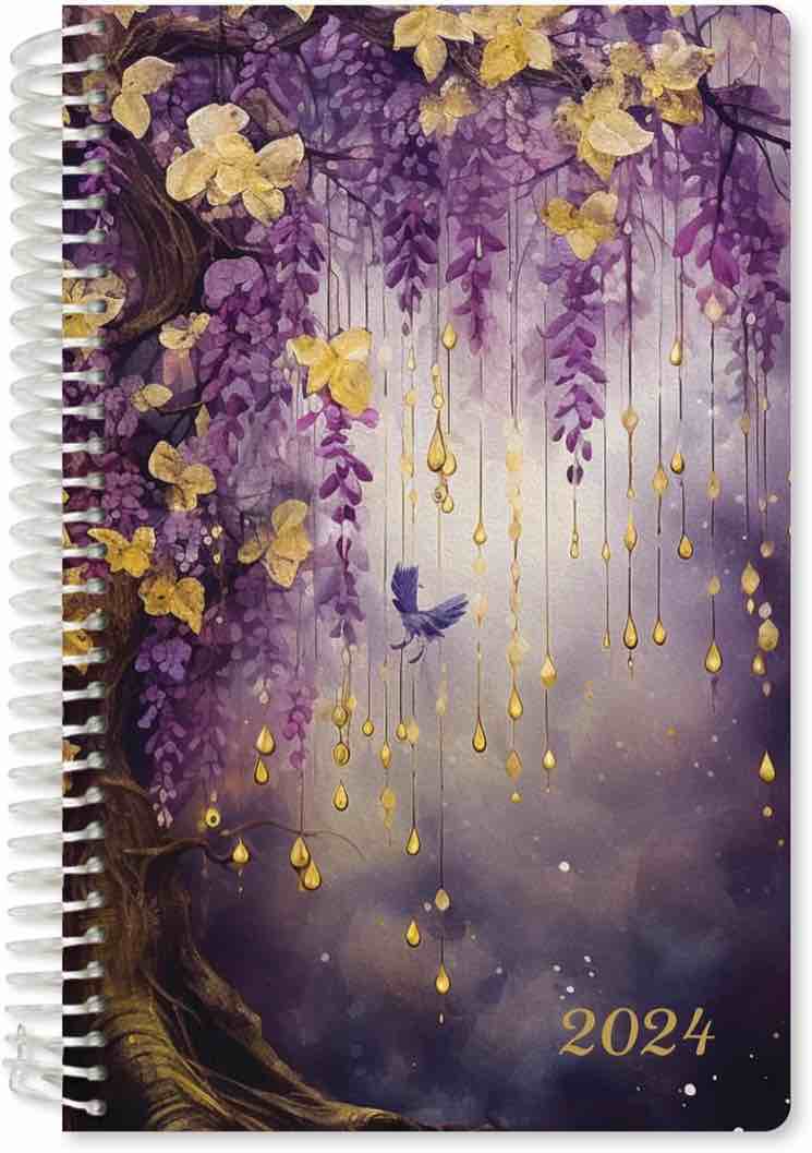 Ward 2024 Calendar Year Planner 5.5 X 8.5 (Purple Blossom Bliss)