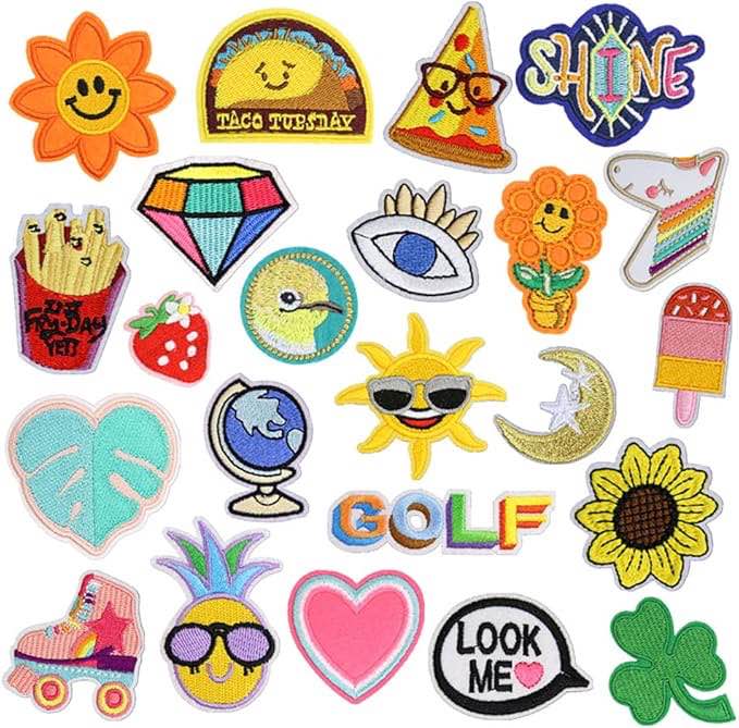 Iron On Patches Decorative Fabric Patches Sew on Applications Vintage Patches Appliques Custom Backpack Patches for Clothing Jackets Jeans Repair Decor Craft Design