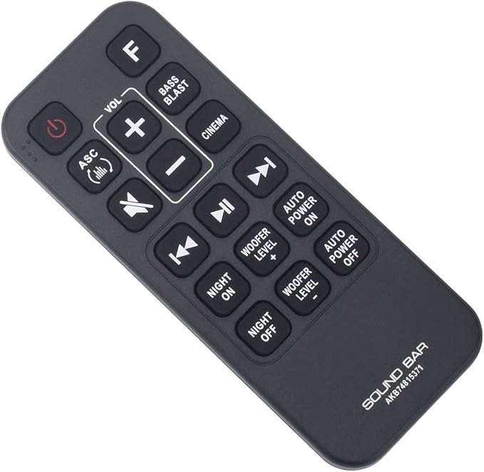 AKB74815371 Remote Control Replacement for LG Wireless Sound Bar Speaker System SH3K SJ4 SJ3 SK4D SL3D LAS465B LAS454B LAS475B LAS454 SPJ4B-W SLM3D SPH4B-W Remote Controller