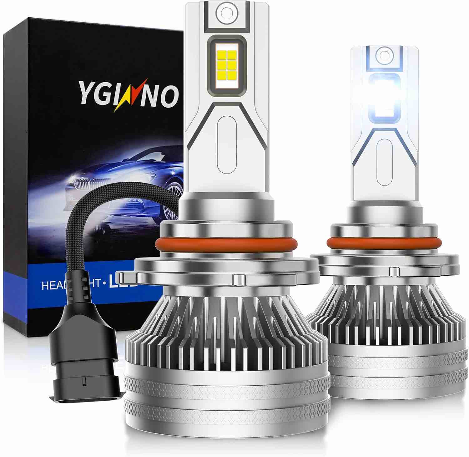 YGINNO 2023 Upgraded 9006 HB4 LED Headlight Bulbs, 100W 20000 Lumens 600% brighter 6500K Cool White LED Headlights Conversion Kit Fan for Low Beam, Plug and Play, No Adapter Required, Pack of 2