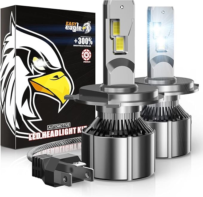 H4 LED Headlight Bulb, EASY EAGLE 9003 Hi/Lo 120W High Power 20000LM Extremely Bright 6500K Cold White Conversion Kit Adjustable Beam