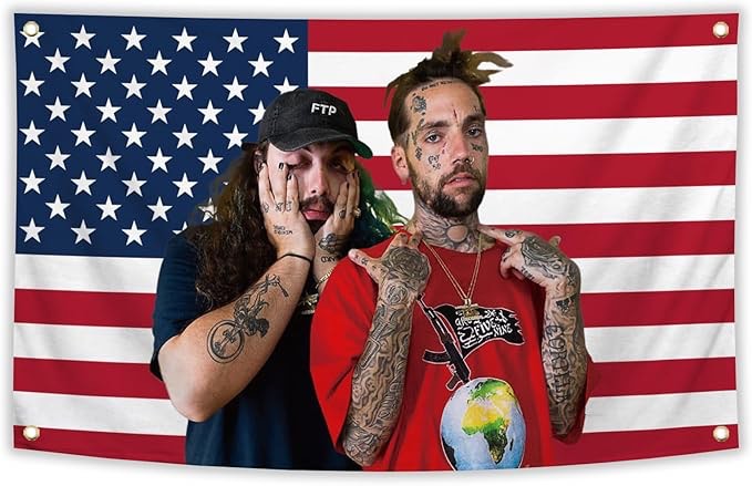 LohXa Suicide Rapper Boys Tapestry 3x5 Ft Hip Hop Tapestries for College Dorm Room Guys, Wall Hanging Music Tapestries woth Brass Grommets for Bedroom Living Room Home Decorations, Red