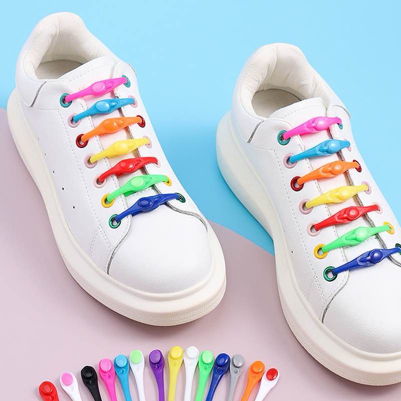 12Pcs/Set Creative Lazy Silicone Trend Shoelaces For Free, No Need To Tie Round-Toe Shoelaces, Elastic Sports, All-Match Shoelaces