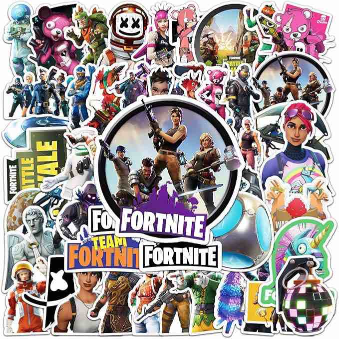 50 PCS Games Cartoon Stickers, Anime Stickers Waterproof Vinyl Cute Stickers for Laptop Guitar Water Bottle Luggage Bike Fashion Decals for Kids Teen Girls Adults(Fortnite-50)