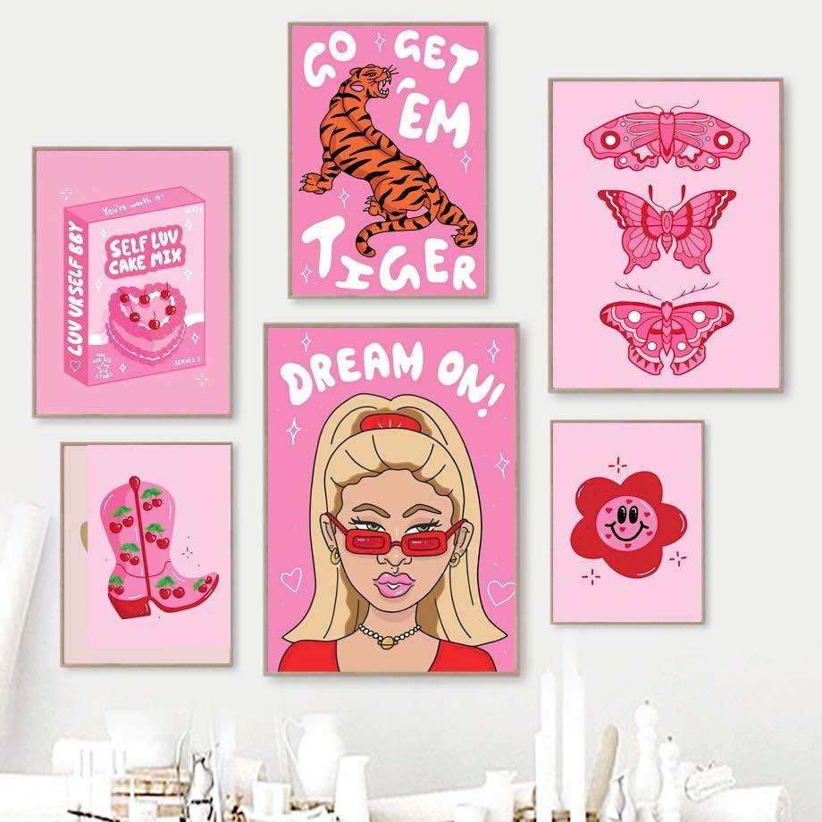 ArtNook Pink Posters 12 Pcs
