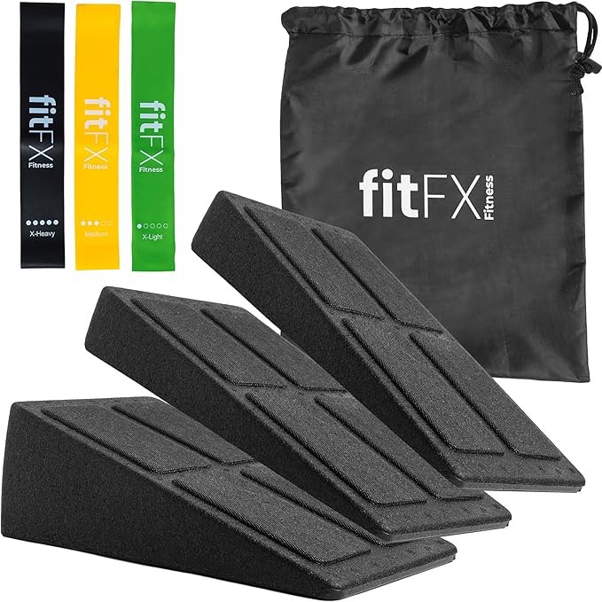 Squat Wedge Block Bundle Set- 2023 NEW Upgraded EPP Squat Wedge Block Slant Board For Squats Anti-Slip Stackable - 3pcs Squat Wedges, 3 Resistance Bands, 12 Anti Slip Pads, Carry Bag and