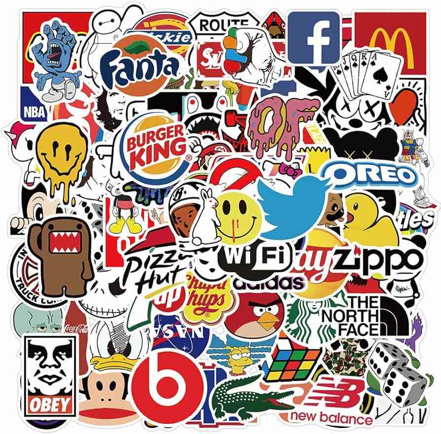 Stickers, 100 Pcs Waterproof Stickers, Cool Fashion Sticker Cartoon Skateboard Travel Stickers for Luggage
