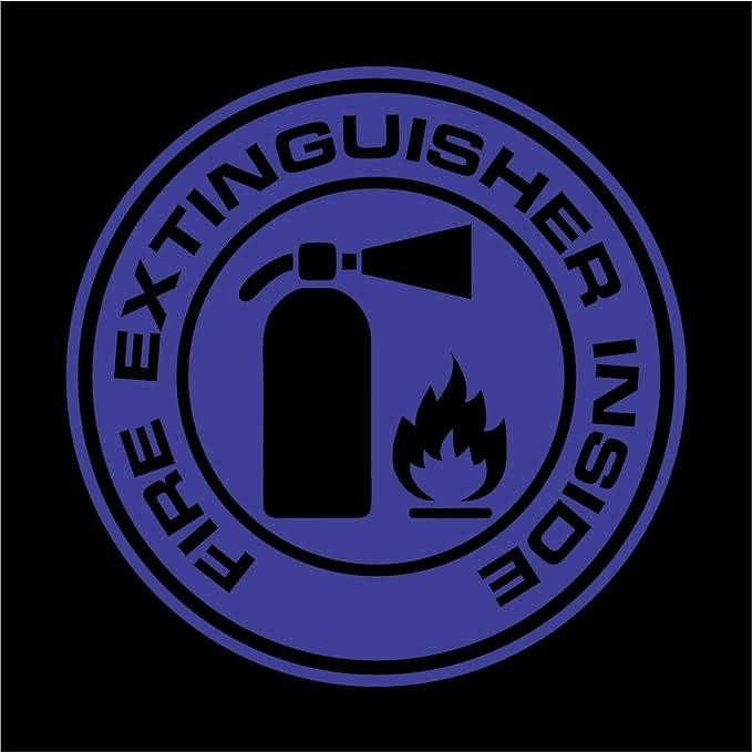Fire Extinguisher Inside Decal Sticker Car, Truck, Window - Multiple Sizes and Colors - Die Cut No Background (Dark Blue, 4")