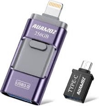 256GB Photo Stick USB Memory Phone Flash Drive, AUAMOZ External Memory Thumb Storage for Photo and Video Backup, Compatible with iPhone iPad Android PC (Dark Purple)