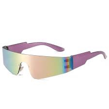 Trendy Rimless Futuristic Wrap Around Sunglasses Women Men,UV400 Cyberpunk Visor Sunglasses Shades Fashion Mirror Eyeglasses