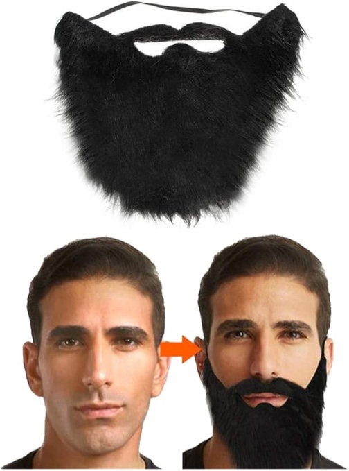 Halloween Fake Beard, Costume Party Funny Costume Beard, Black Chong Beard Mustache Halloween Wig