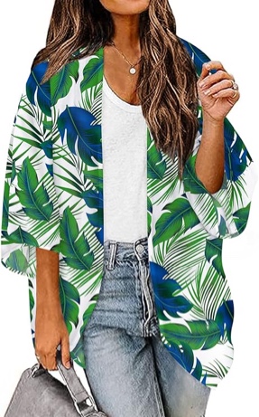 BB&KK Women's Kimono Cover Ups Tops Lightweight Summer Cardigans (Medium)