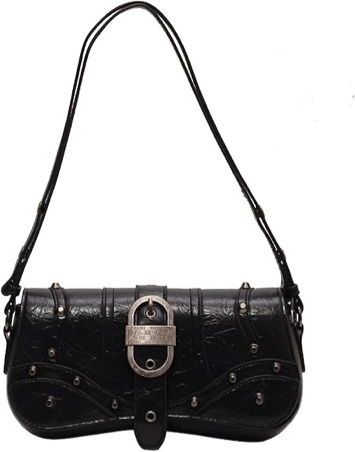 FGJKKK Small Shoulder Bags for women Fashion Ladies Vegan Leather Crossbody Clutch Purses and Handbag Underarm Bag Clutch (Black-2)