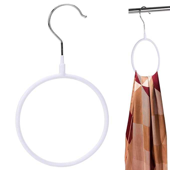 MCpinky Scarf Hangers for Closet, Scarf Ring Hangers Smooth Round Holder Individual Scarf Neckties Shawls Veils Pashminas Organizer, White