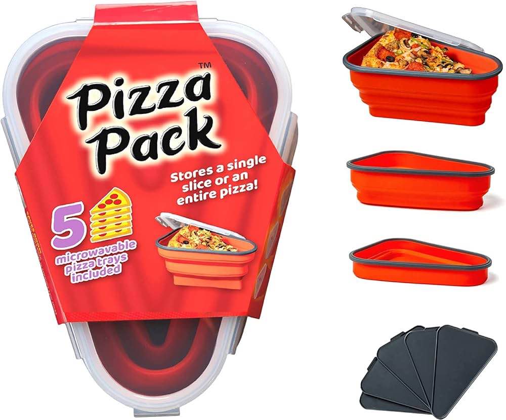 Pizza Storage Container with 5 Microwavable Serving Trays