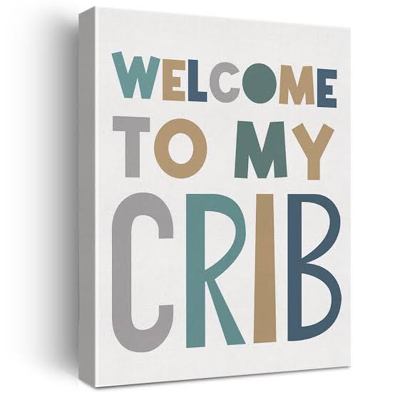 Canvas Wall Art for New Born Baby Boy Gift, Nursery Welcome to My Crib Print Framed Poster 