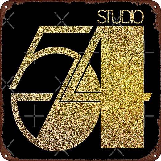 WASUBEA Metal Tin Sign Studio 54-70s Disco Music Metal Poster Home Bar Pub Man Cave Wall Decor 12X12 Inch