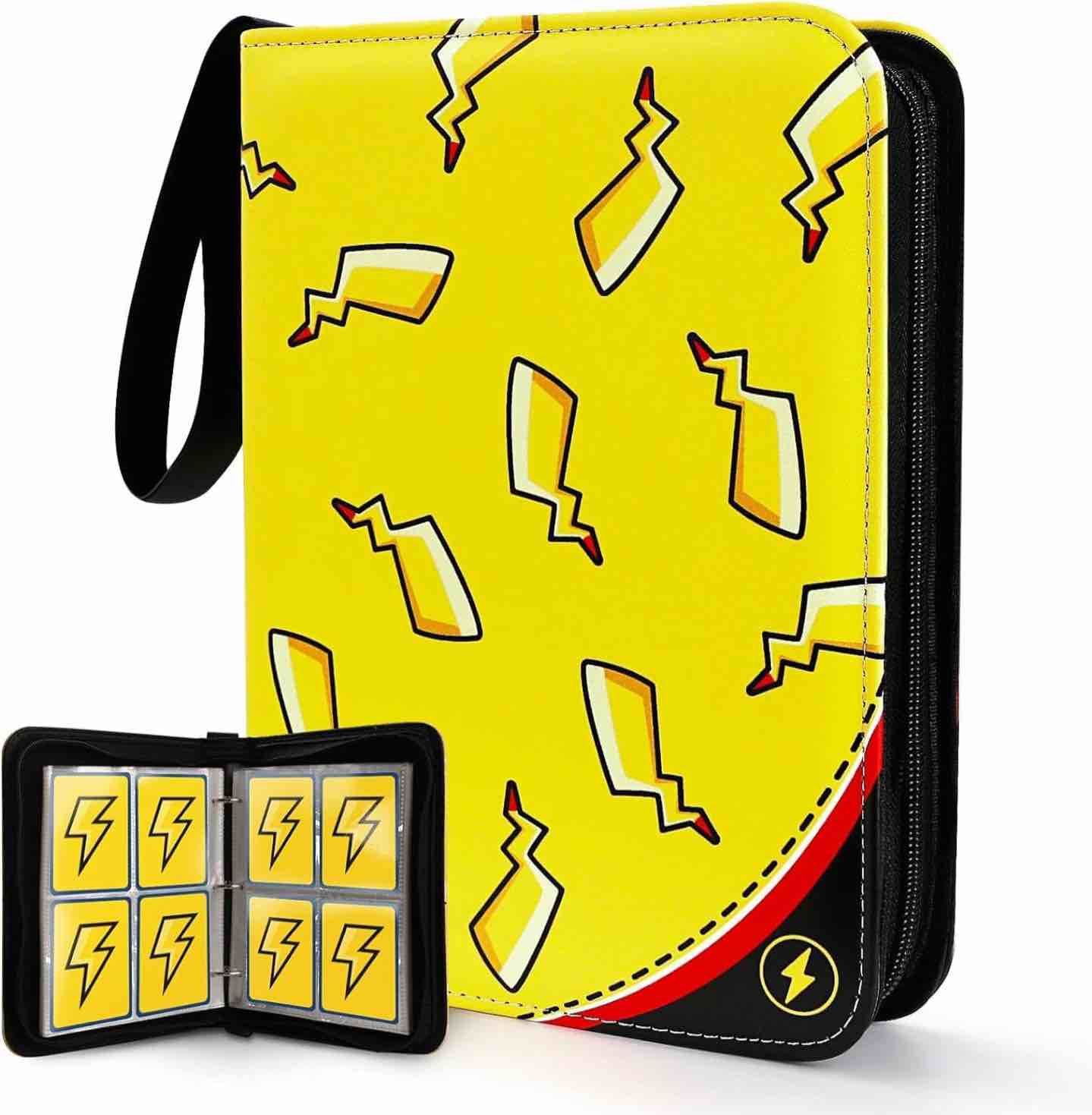 Norsens Card Binder for 480 Pokemon Cards, 4-Pocket TCG Game Trading Card Holder with 60 Removable Sleeves Yellow Tail