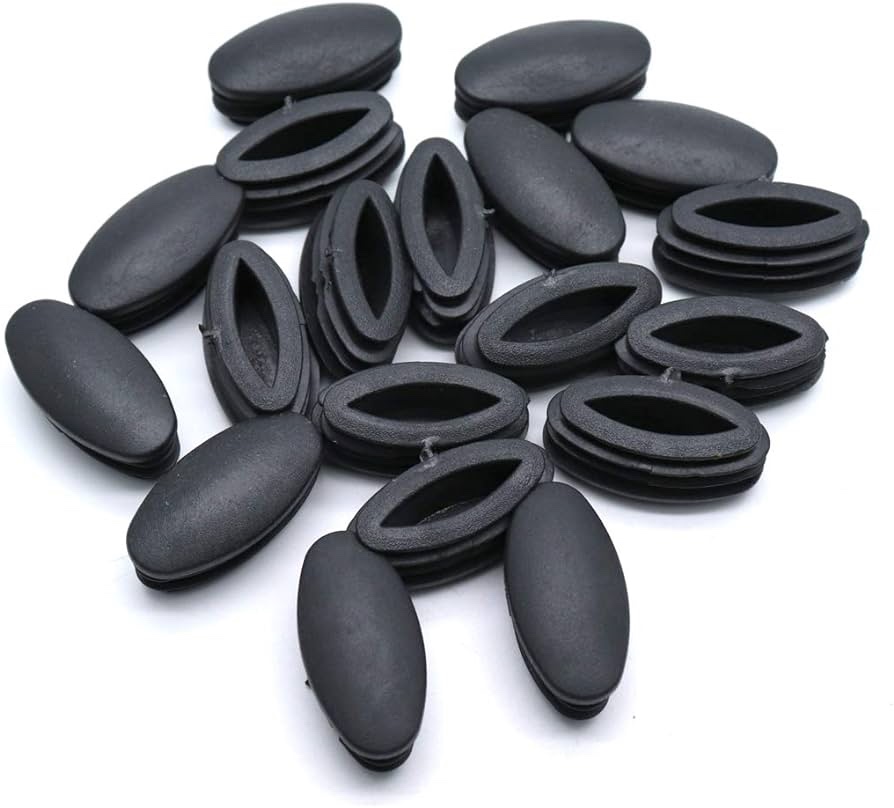 Treely 20Pcs Hardwood Floor Protectors, 20 x 40mm Oval Plastic Plugs Pipe Tubing End Cap for Chair Table Stool Leg Feet, Black