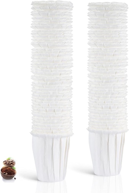 BRBHOM Disposable Filters Paper K Carafe Filter Cups K Carafe Pods Compatible Paper-(100 Filters) (White) (White/Large)