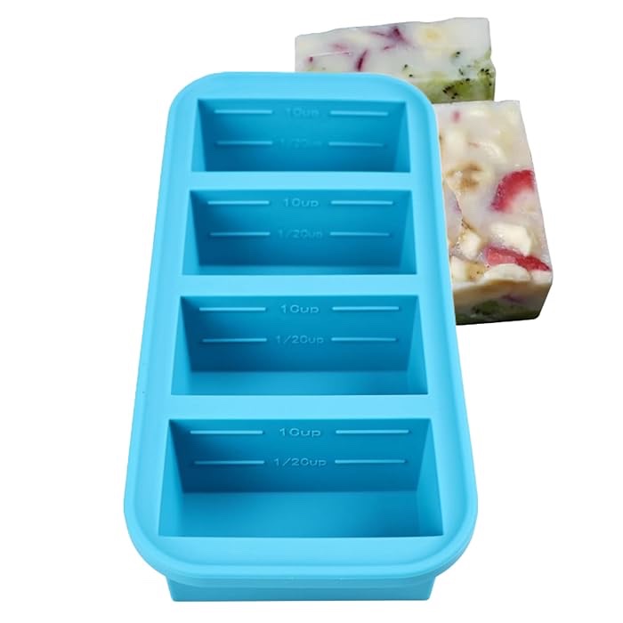 Arome - Large Silicone Soup Freezing Tray With Lid - Freeze Sauce Food Soup Broth Sauce In Perfect Portions - 4 Slots