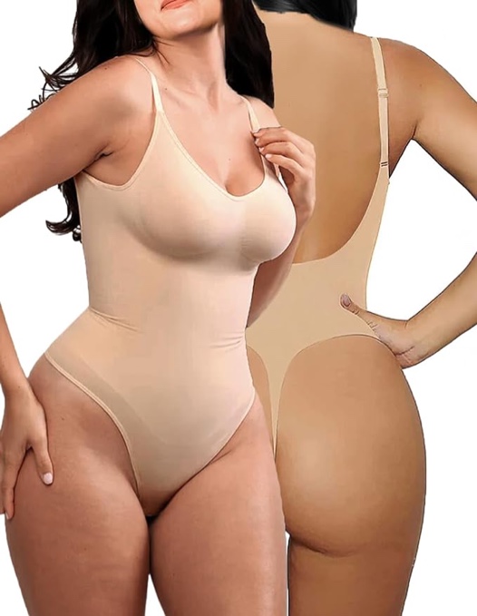 BUYPLUS Low back Bodysuit for Women Tummy Control Shapewear Seamless Sculpting Thong Body Shaper