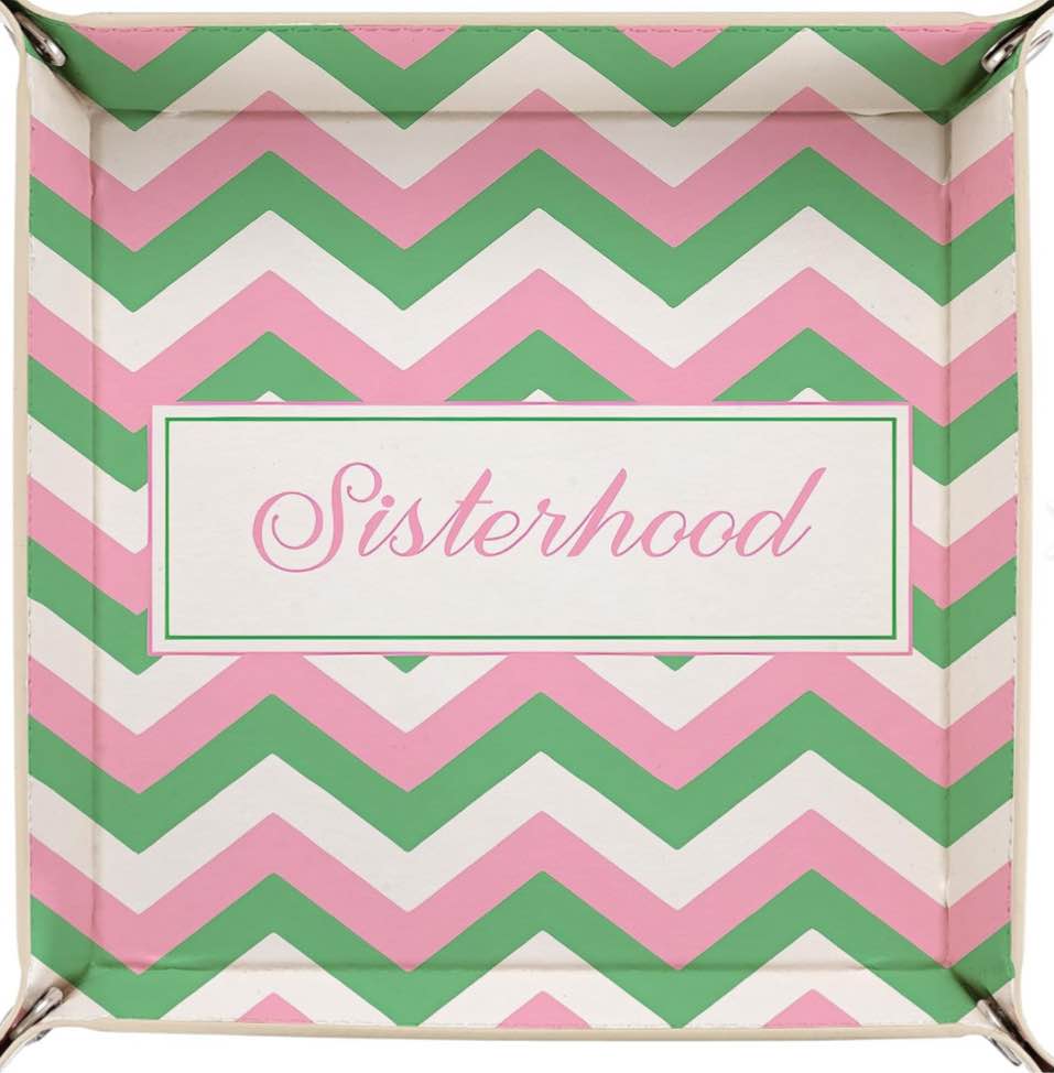 AKA Sorority Spiral Leather Valet Tray 1908 Gift (Sisterhood Tray)