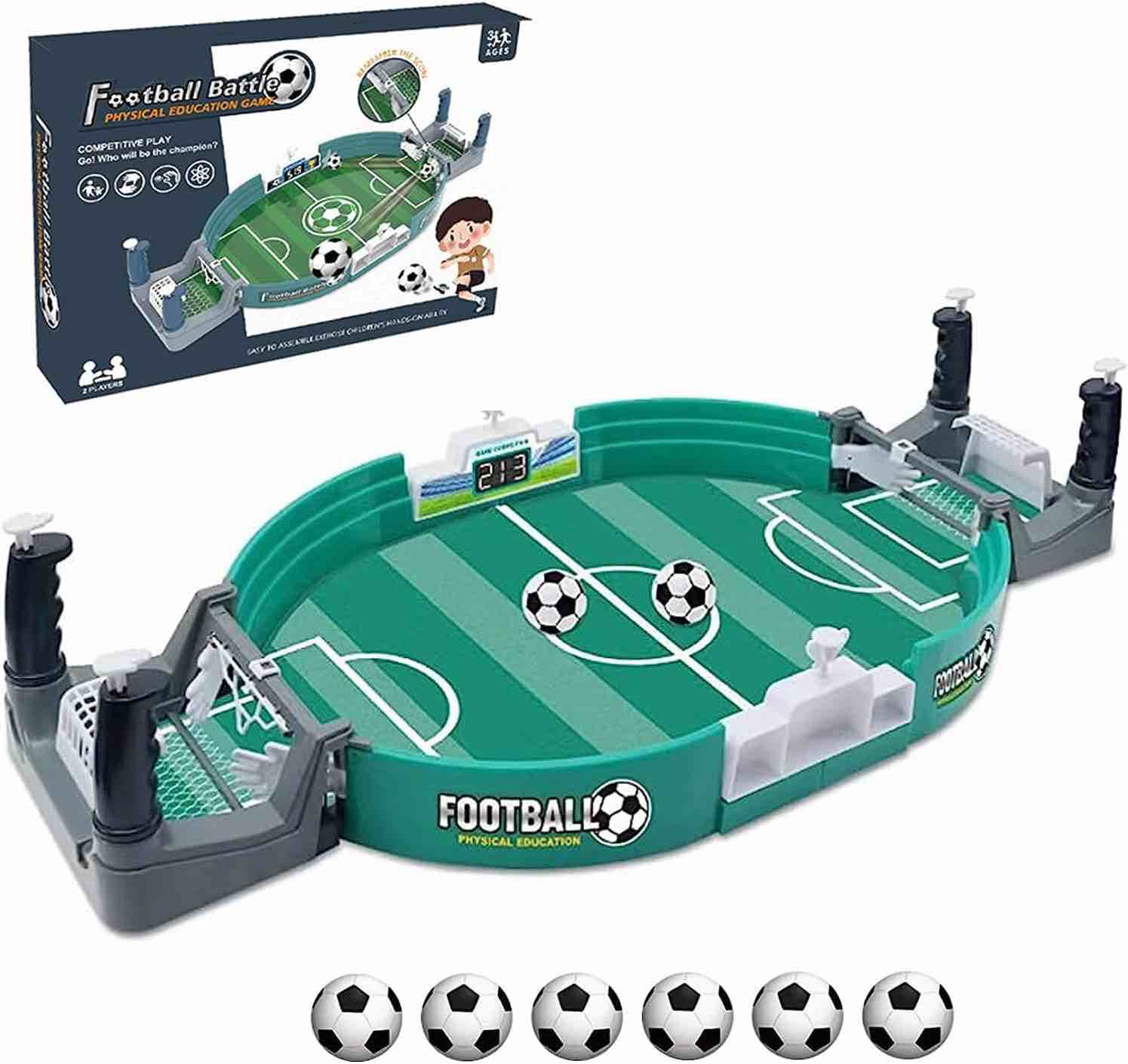 VEMART Football Table Interactive Game,Mini Adult Kids Family Games, Hand-Eye Coordination Parent-Child Interactive Family Exercise Board Game Set with 6 Balls(Medium)