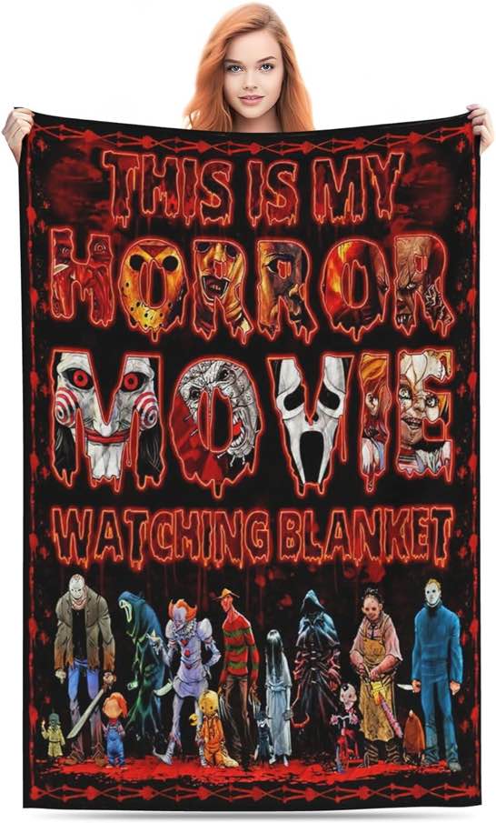 Horror Movie Blanket Anket Halloween Blanket Ultra-Soft Flannel Blanket for Living Room Couch Bed Style2 50"x40"