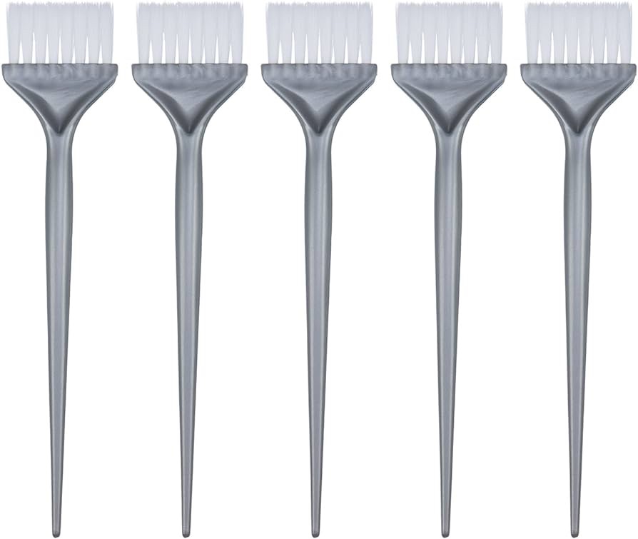 Mudder 5 Pack Hair Dye Coloring Brushes Hair Coloring Dyeing Kit Handle Salon Hair Bleach Tinting DIY Tool (Silver Grey)
