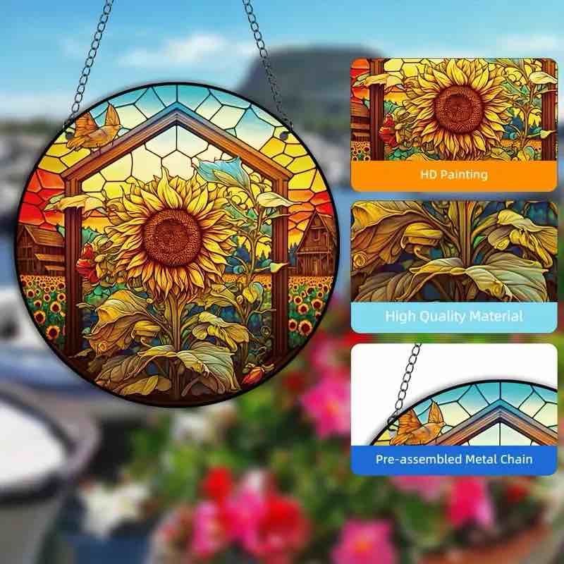 Sunflower Ornament Hanging Decoration - Vivid and Delicate Floral Design - Enhance Your Home's Aesthetic with This Charming Sunflower Ornament