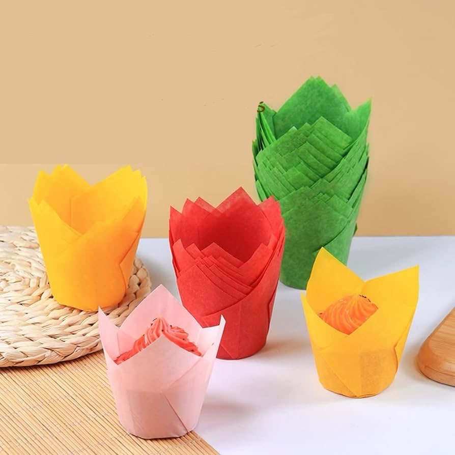 Tulip Muffin Cupcake Liners (Red, Orange, Yellow, Green)