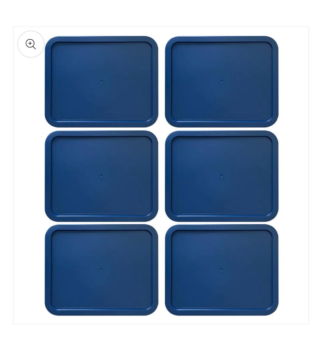 Replacement Lid for Pyrex Plastic Blue Cover 6 Cup Bowl Dish Rectangle 7211-PC (6-Pack)