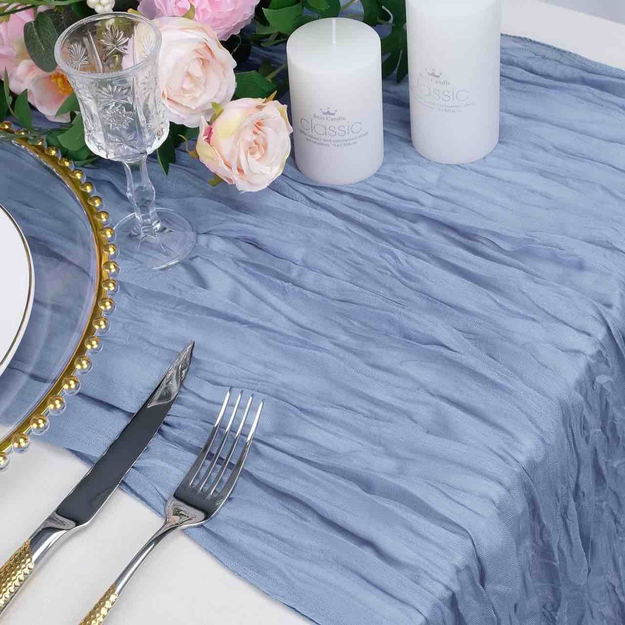 Sky Blue Cheesecloth Table Runner Decorations for Party Decor