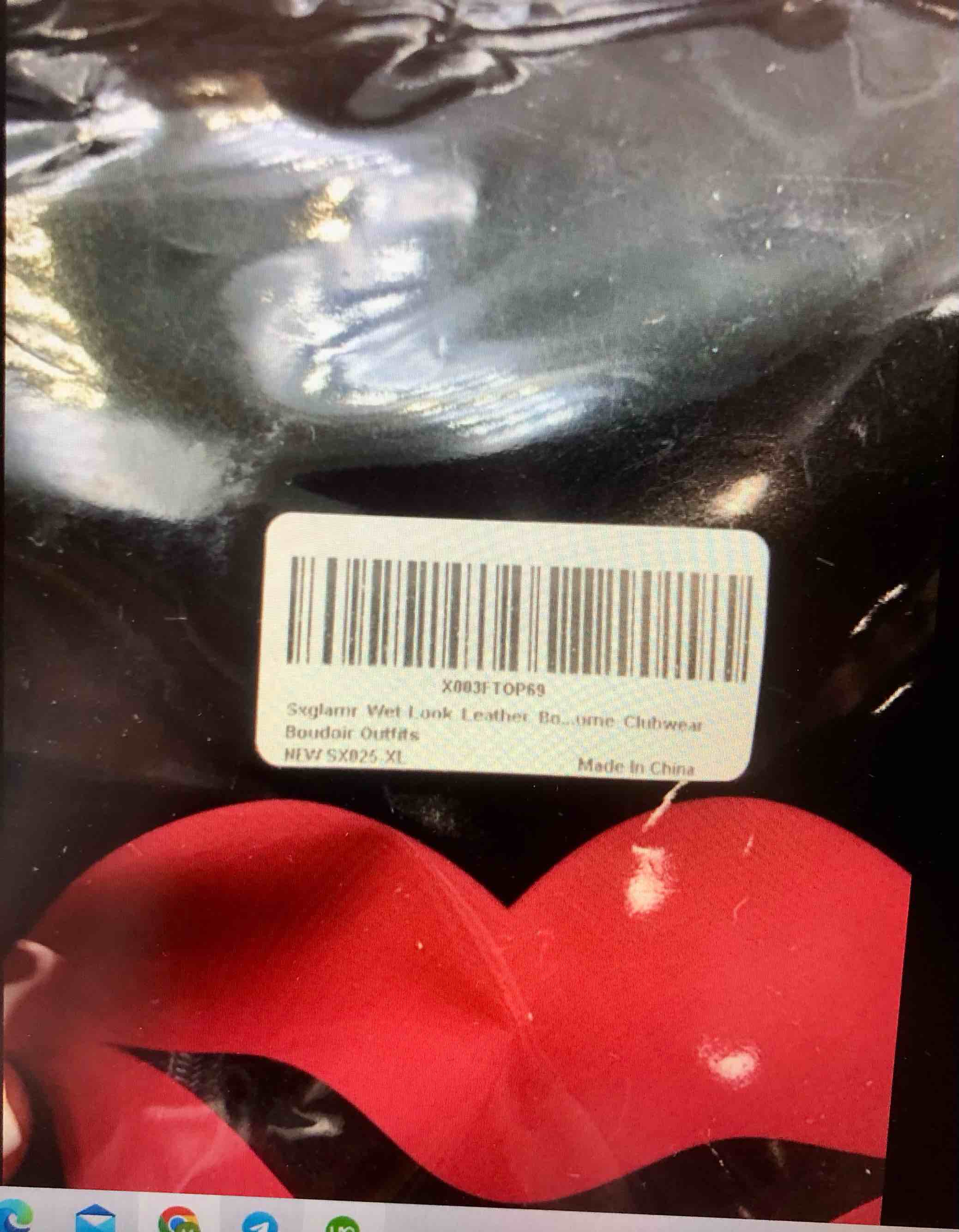 Sxglamr Women's Wet Look Lingerie Set, Backless Leather Bodysuit Metal Tassel Chain Sleepwear Clubwear