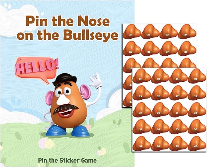 Birthday Party Supplies Pin the Nose on the Bullseye Games, Pin the Sticker Tail Games for Boys Girls Kids Birthday Baby Shower Party Favors Decorations
