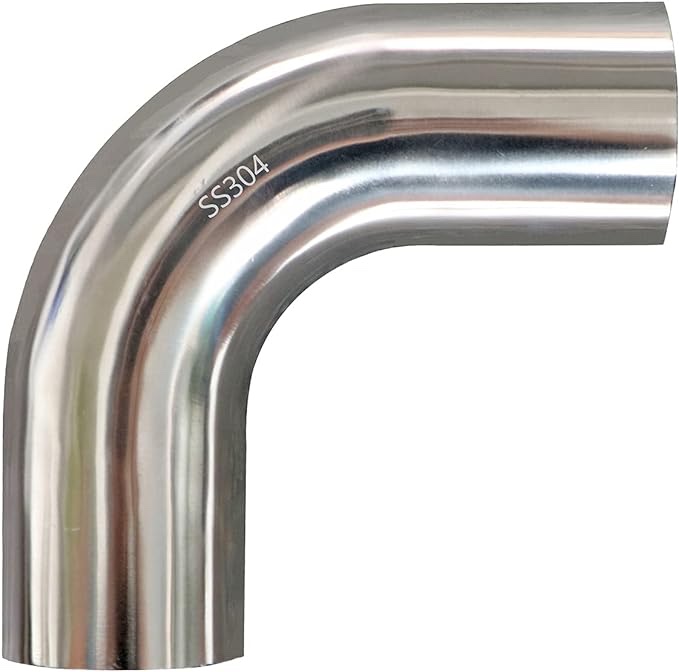 2" Stainless 90° Mandrel Bend Elbow - 16GA/.065" Wall - 2" Leg - SS304 Stainless Steel Elbow Exhaust Piping for Car Exhaust Pipe Modified, Stair Handrail, etc