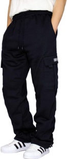 Cargo Sweatpants for Men Heavyweight Fleece Sweat Pants Mens Baggy Pants Joggers with Pockets (X-Large , Navy Blue)